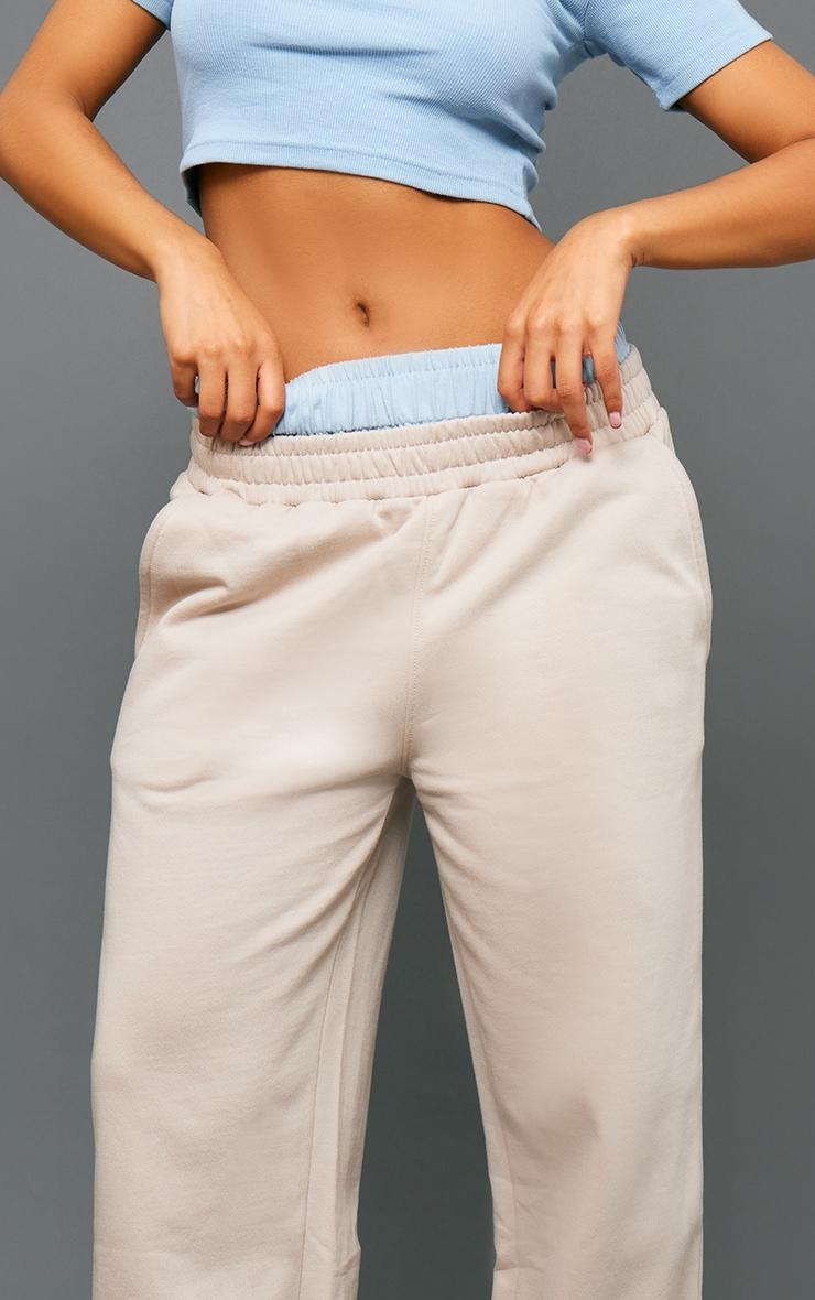  Taupe Double Waistband Oversized Wide Leg Sweatpants Product Image