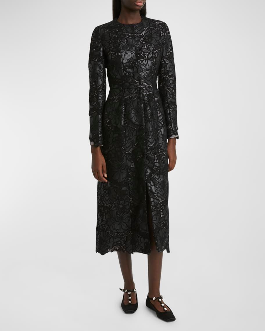 Faux Leather Lace Long Coat Product Image