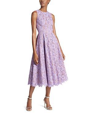 Michael Kors Collection Floral Lace Sleeveless Fit & Flare Midi Dress Product Image