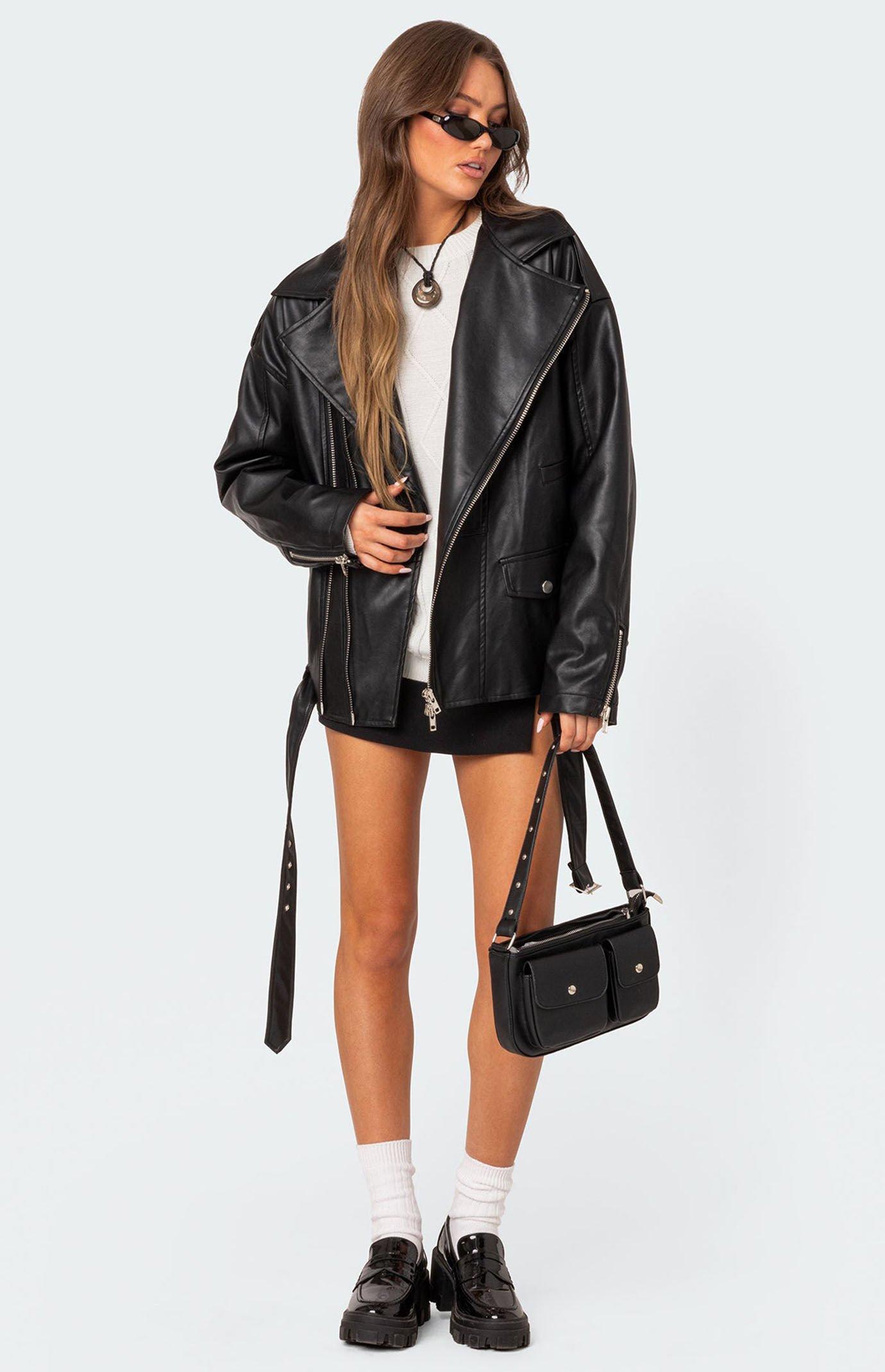 Edikted Women's Wrenley Oversized Faux Leather Jacket Product Image