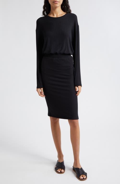 Womens Ruched Long-Sleeve Knee-Length Dress Product Image