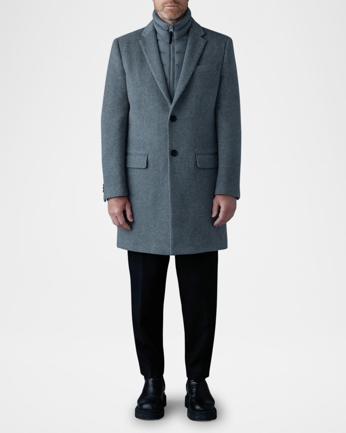 Mens Wool Topcoat with Removable Down Bib Product Image