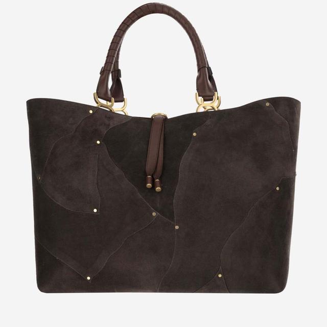 Marcie Suede-patchwork Tote Bag In Brown Product Image