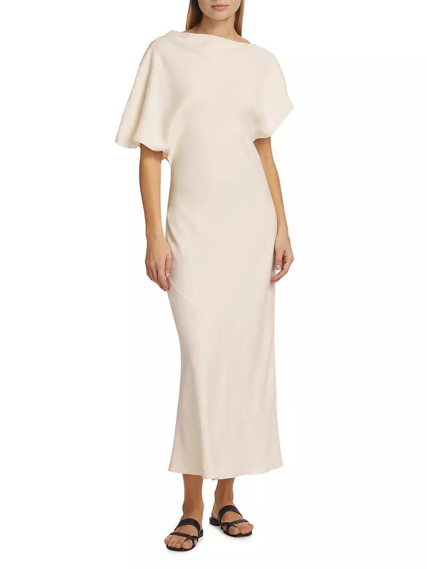 Draped Satin Midi-Dress Product Image