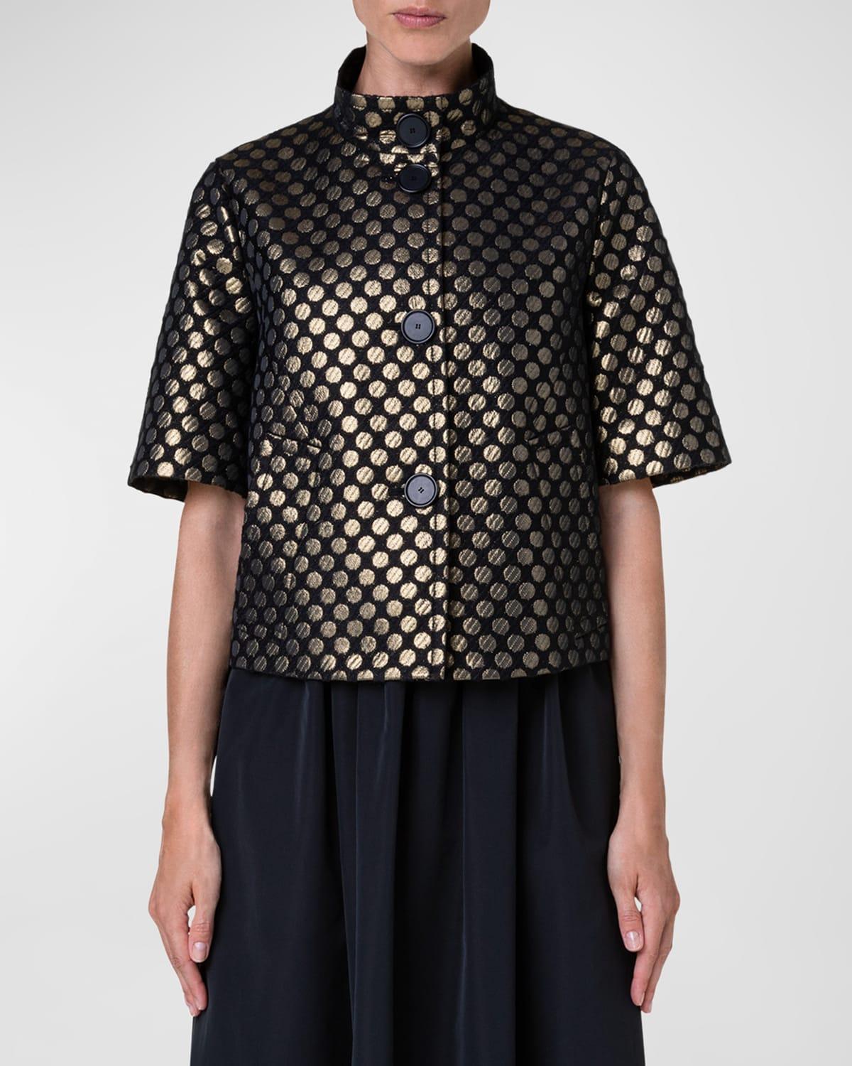 Akris punto Metallic Dot Jacquard Elbow Sleeve Jacket Product Image