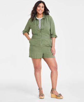 On 34th Womens Long-Sleeve Utility Romper, Created for Macys Product Image