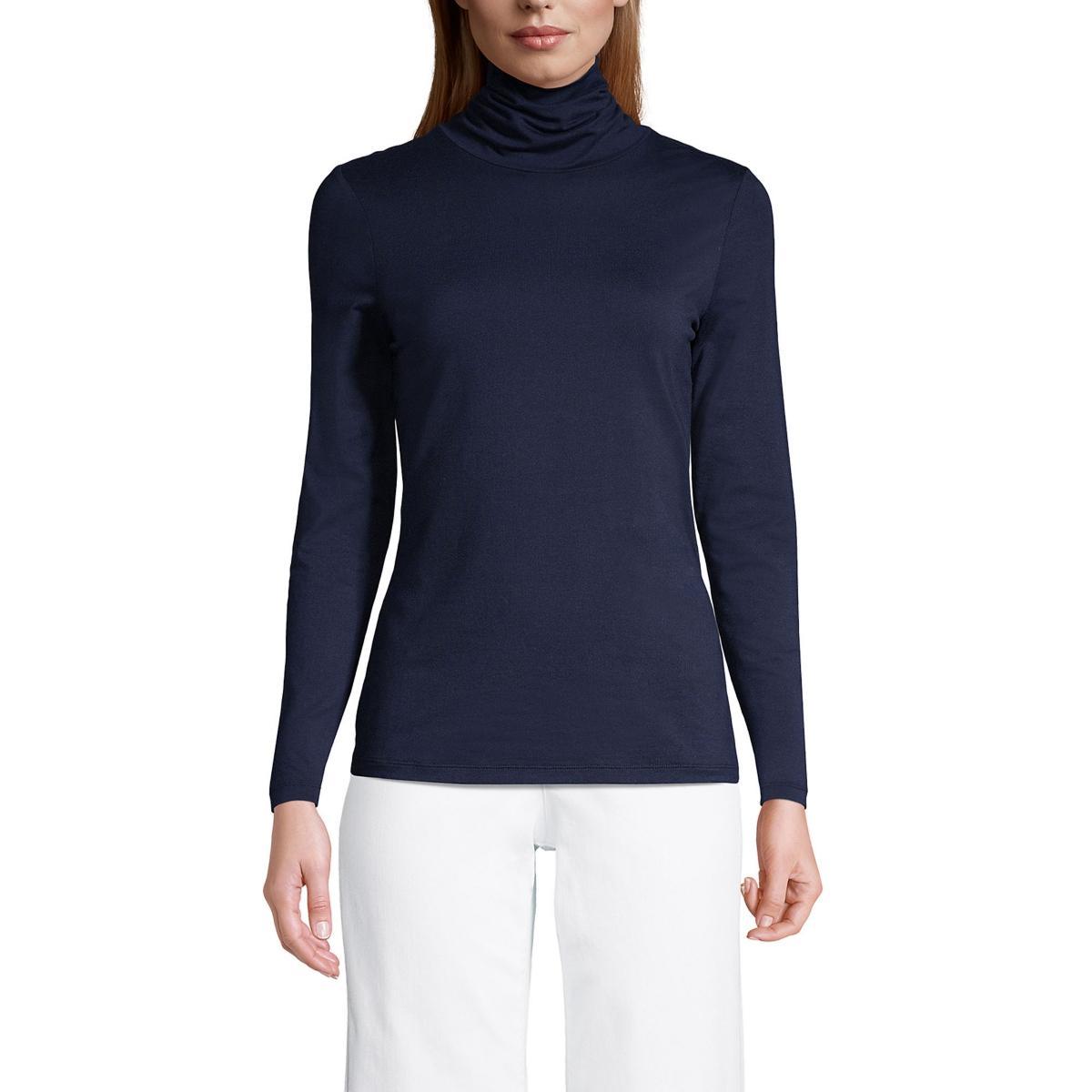 Lands End Womens Tall Lightweight Jersey Skimming Long Sleeve Turtleneck Product Image