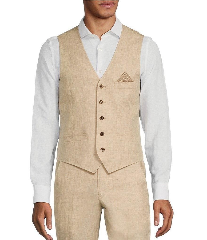 Murano Classic Fit Linen Suit Separates Solid Vest Product Image