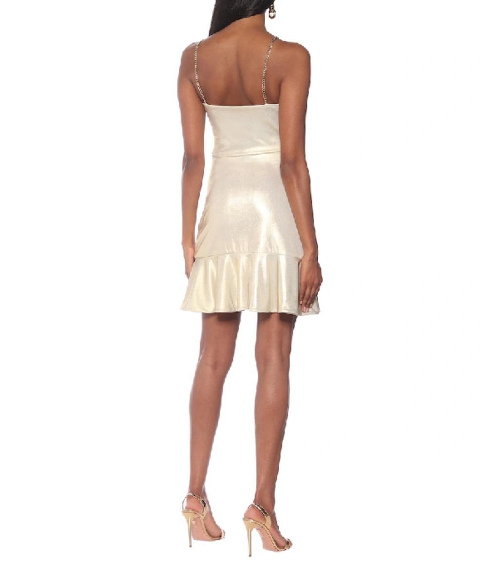 Ruffle-trimmed Lamé Miniskirt In Gold Product Image