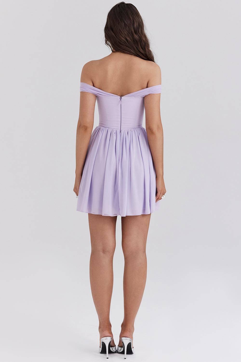 Soleil Orchid Off Shoulder Mini Dress Product Image