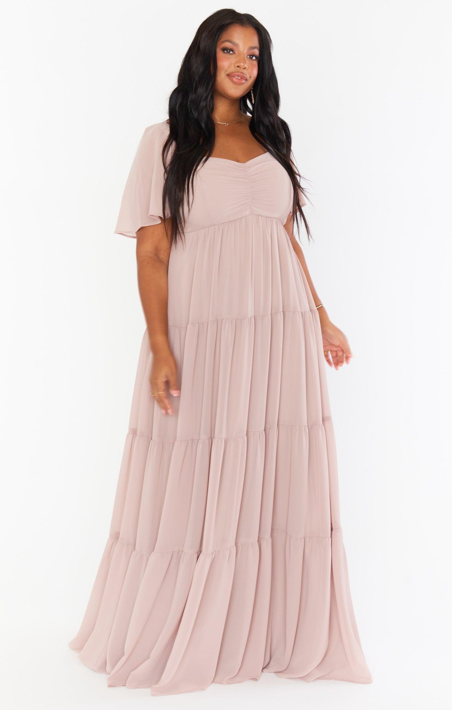 Nicole Maxi Dress ~ Soft Beige Chiffon Product Image