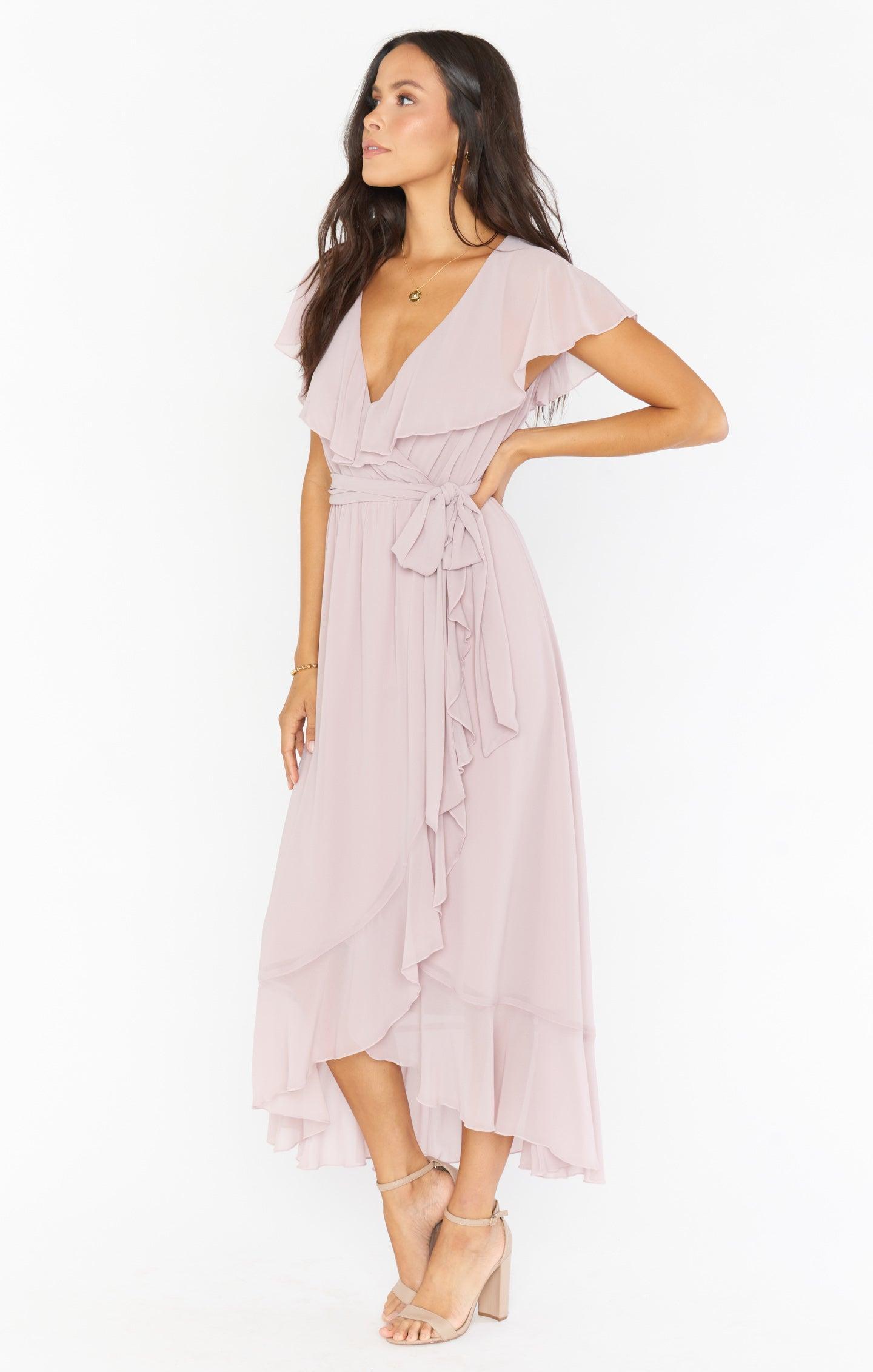 Jess Ruffle Midi Dress ~ Neutral Mauve Chiffon Product Image