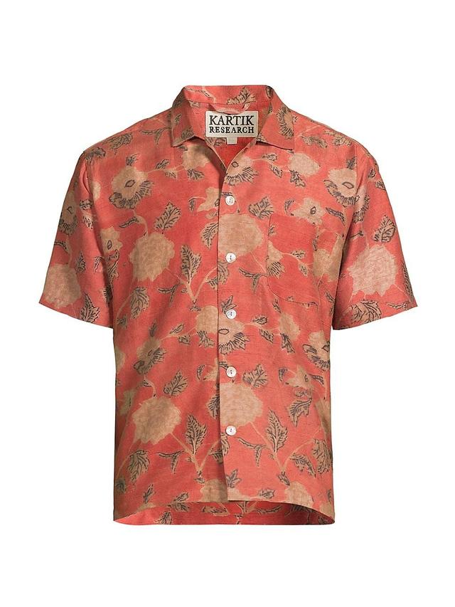 Mens Floral Silk Camp Shirt Product Image