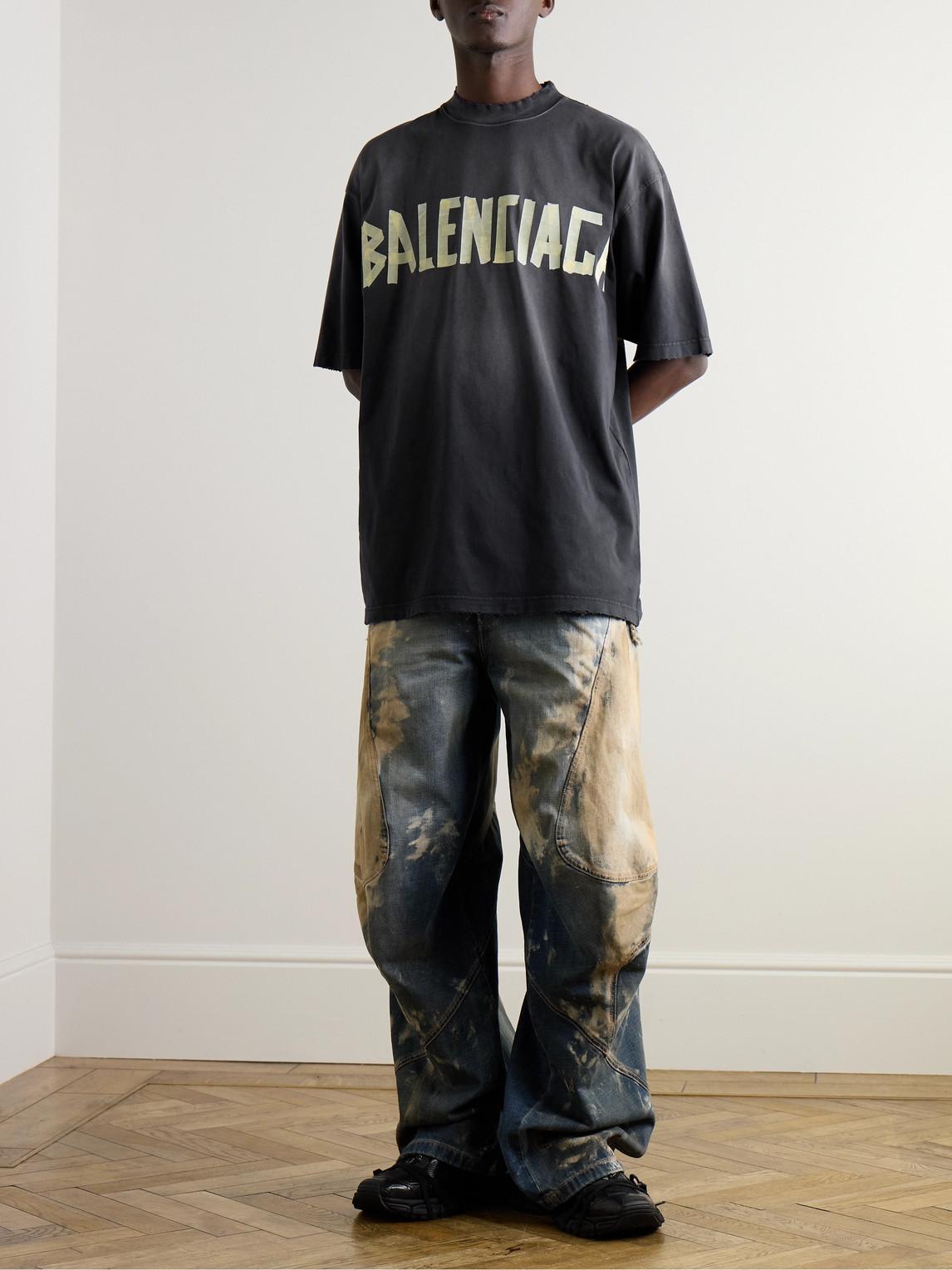 BALENCIAGA Logo-print T-shirt In 1055 -washed Black Product Image