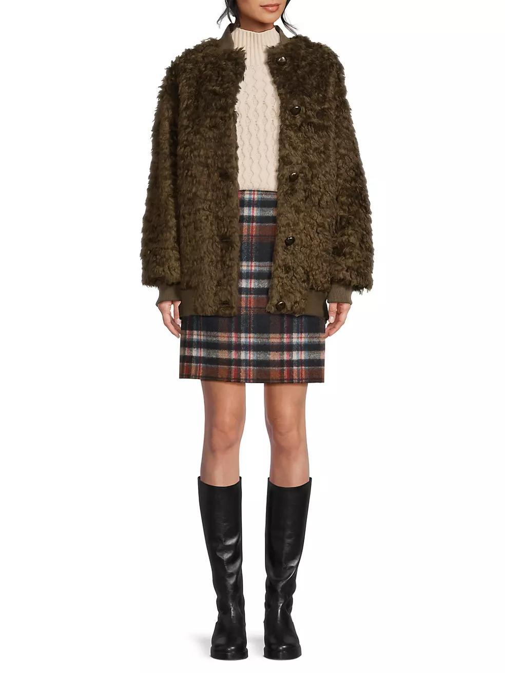 Agiate Faux-Shearling Button-Front Coat Product Image