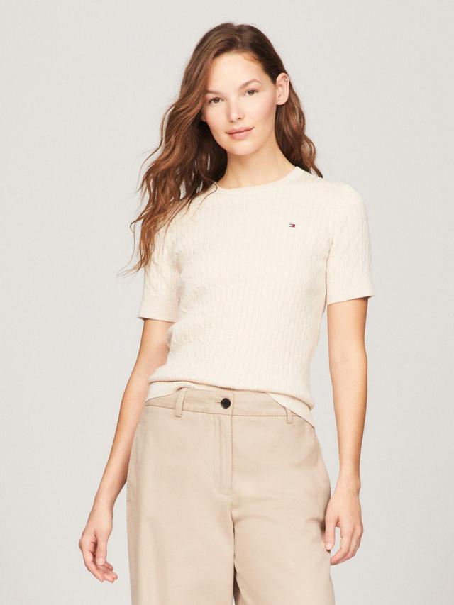 Tommy Hilfiger Women's Short-Sleeve Cable Knit Sweater Product Image