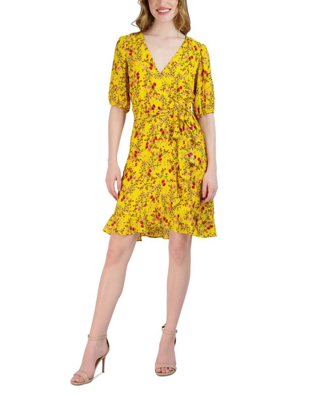 Julia Jordan Puff Sleeve Floral Faux Wrap Dress Product Image