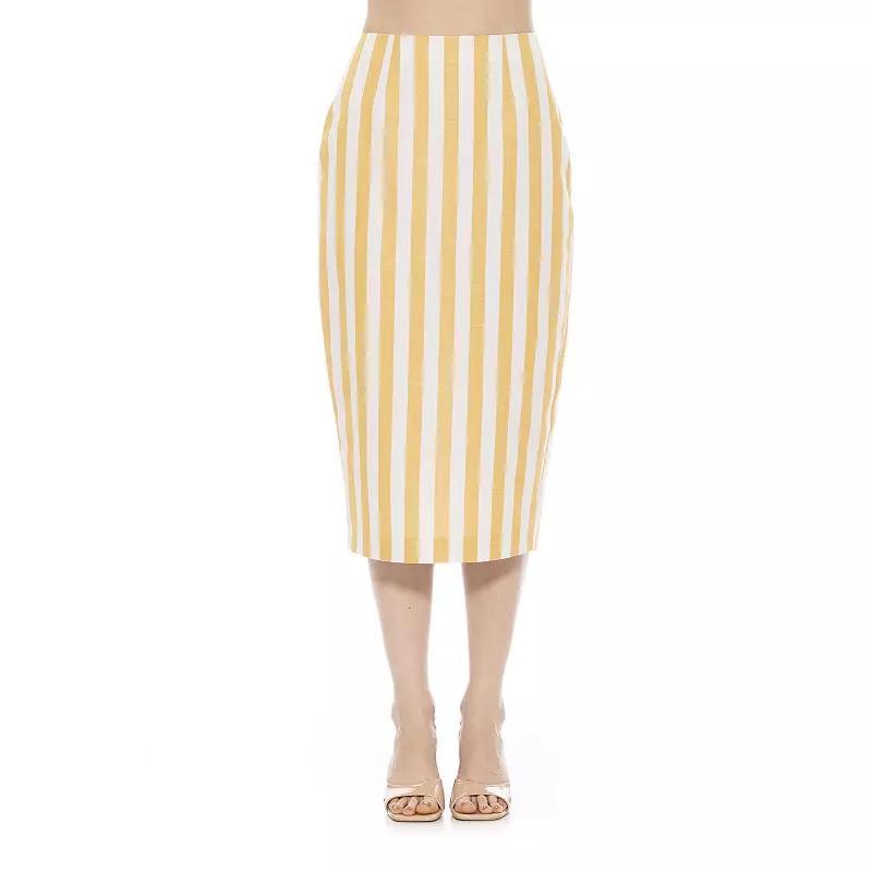 Womens ALEXIA ADMOR Jacki Stripe Midi Pencil Skirt Product Image