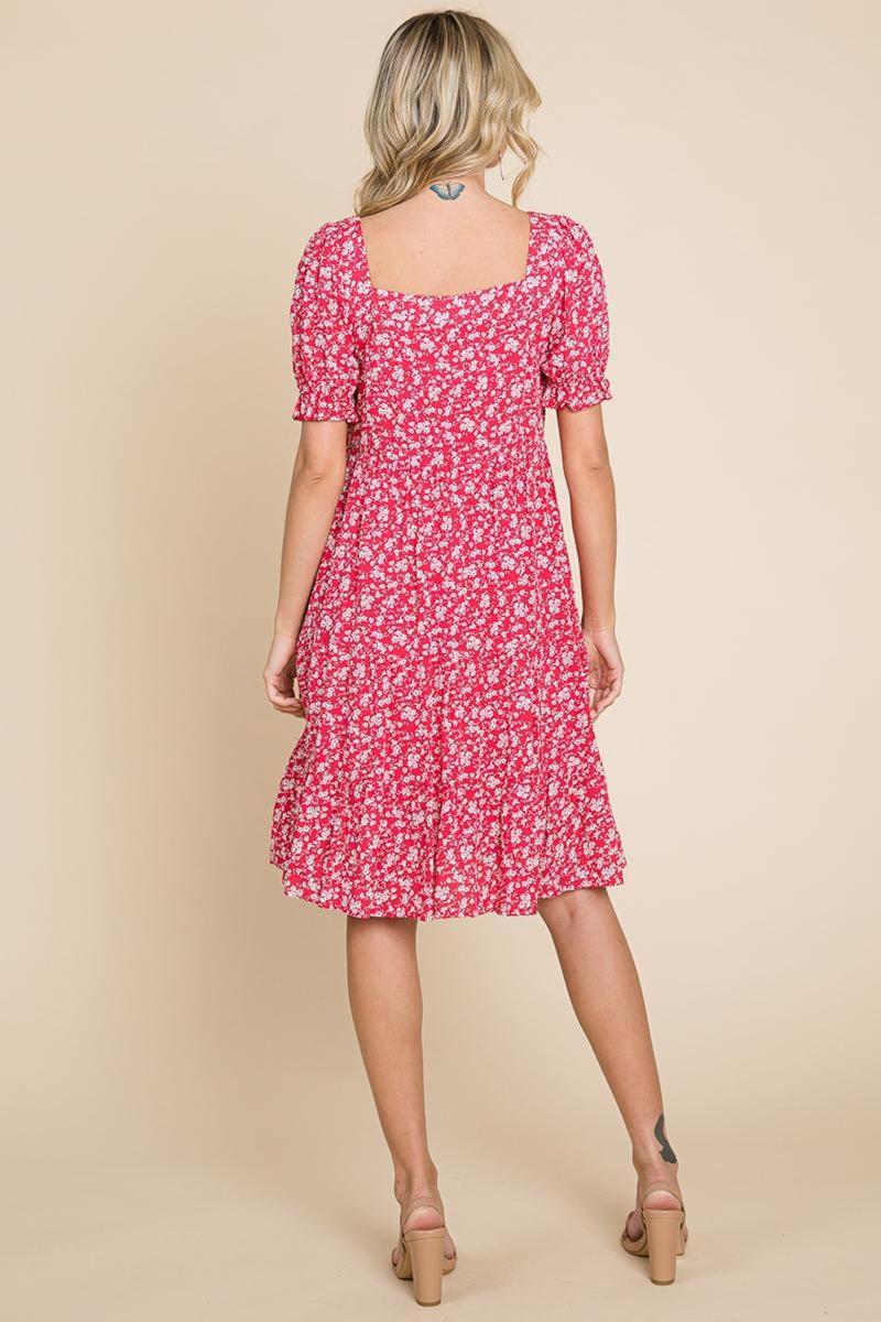 Floral Printed Square Neck Layered Dress Product Image