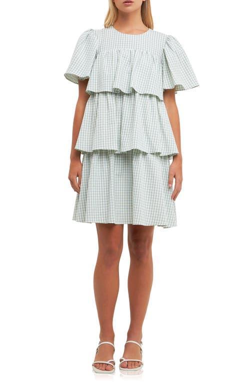 English Factory Gingham Print Tiered Dress Product Image