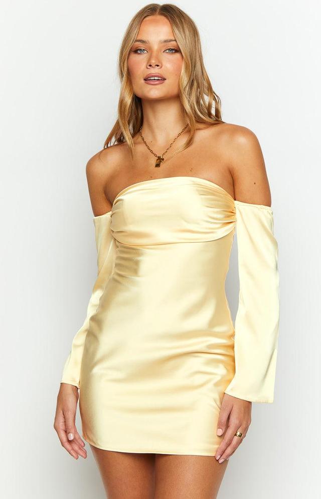 Lita Yellow Satin Mini Dress Product Image