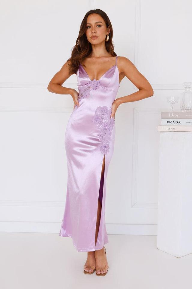 Magnetic Connection Satin Maxi Dress Lilac Product Image