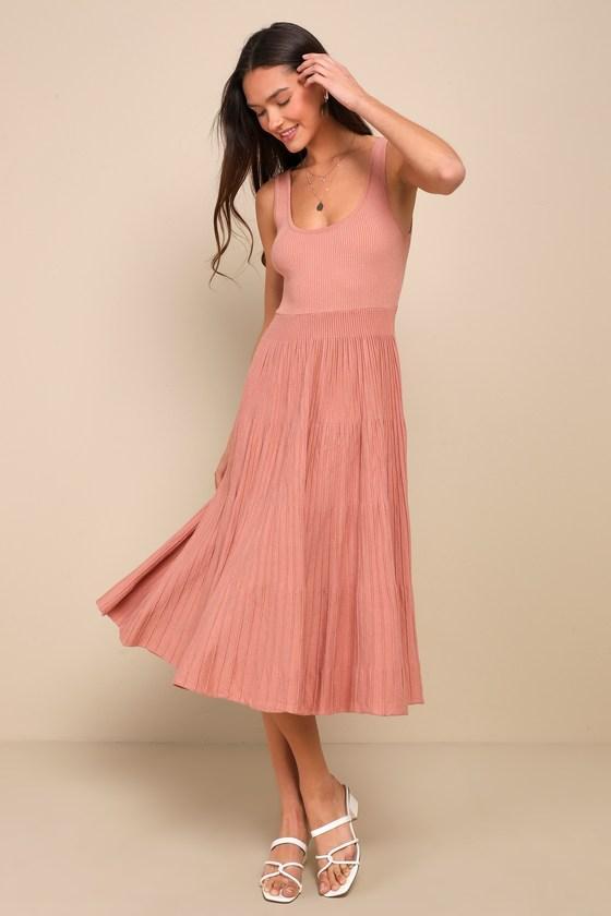 Inspiring Comfort Dusty Rose Ribbed Midi Sweater Dress Product Image