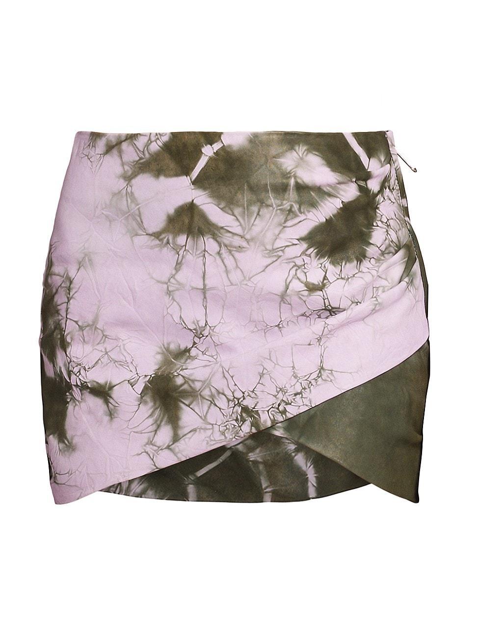 Womens Tie-Dye Leather Twist Miniskirt Product Image