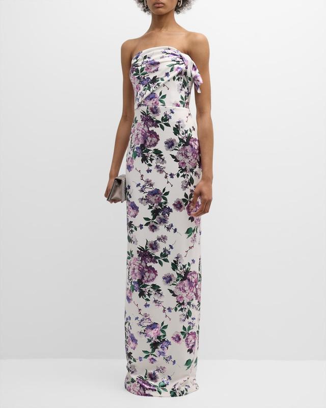 Divina Strapless Floral-Print Column Gown Product Image