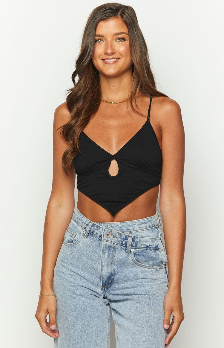 Today Black Halter Neck Crop Top Product Image