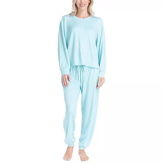 Womens Ocean Pacific Fuzzy Feelings Long Sleeve Pajama Shirt & Pajama Bottoms Sleep Set Product Image