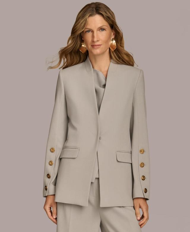 Donna Karan Womens Collarless Button Sleeve Blazer Product Image