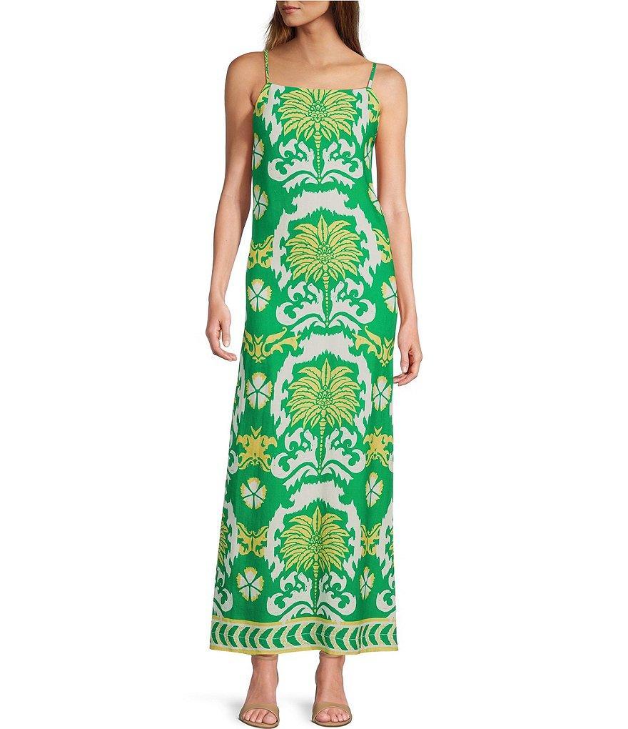 Antonio Melani Giulia Printed Linen Square Neck Sleeveless Maxi Dress Product Image