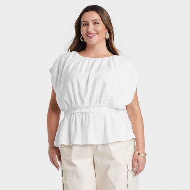 Womens Gauze Peplum Shirt - A New Day White 2X Product Image