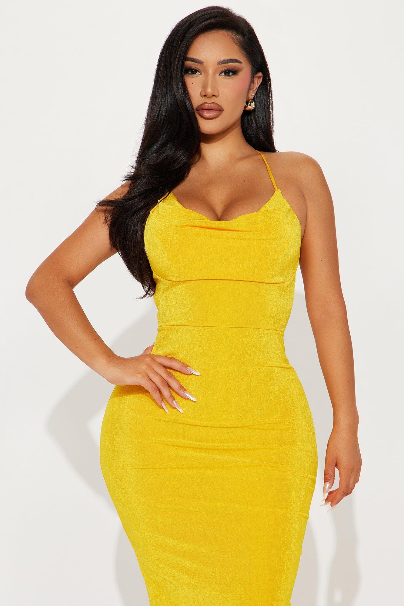 Sera Slinky Maxi Dress - Yellow Product Image