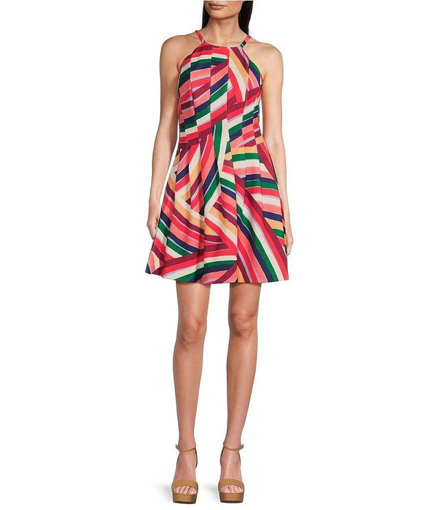 Vince Camuto Halter Neck Sleeveless A Line Dress Product Image