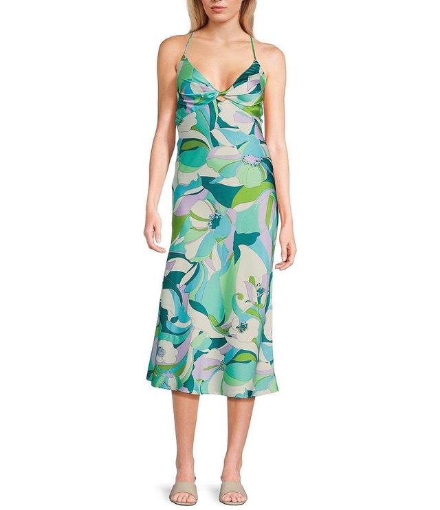 Honey and Rosie Printed Twist Front Cut-Out Midi Dress Product Image