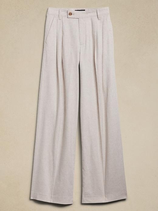 Linen-Blend Wide-Leg Pleated Trouser Product Image