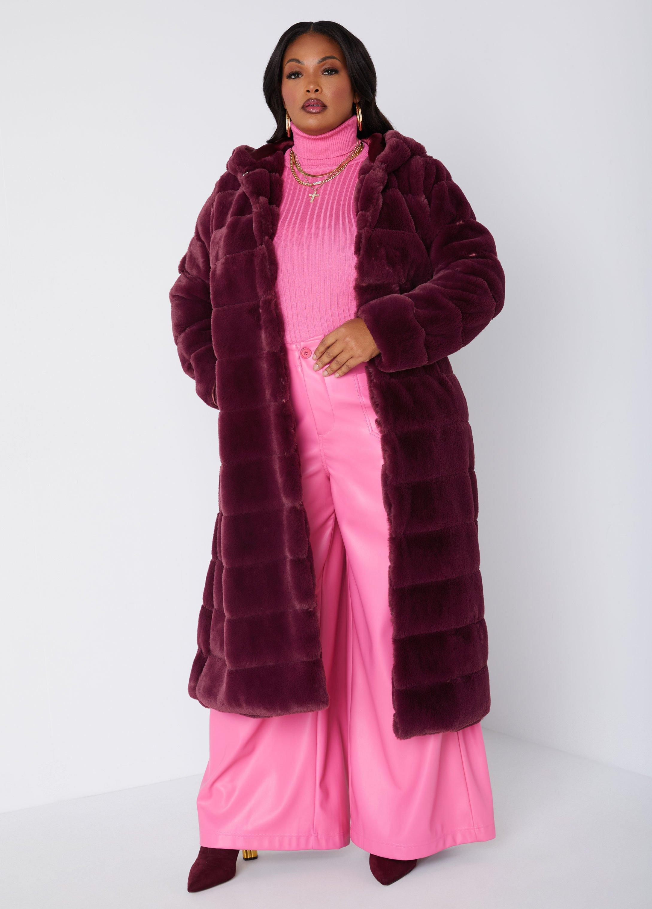 Hooded Faux Fur Coat Product Image