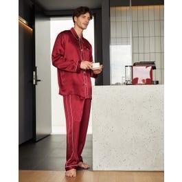 22 Momme Unique Silk Pajamas Set with Double Row Pipping Product Image