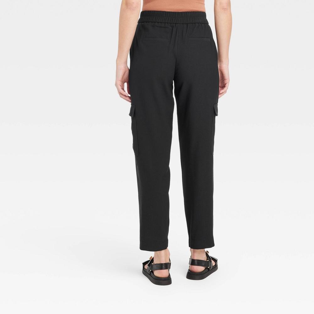 Womens High-Rise Ankle Cargo Pants - A New Day Black XL Product Image