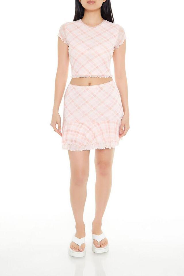 Plaid Mesh Tiered Mini Skirt | Forever 21 Product Image