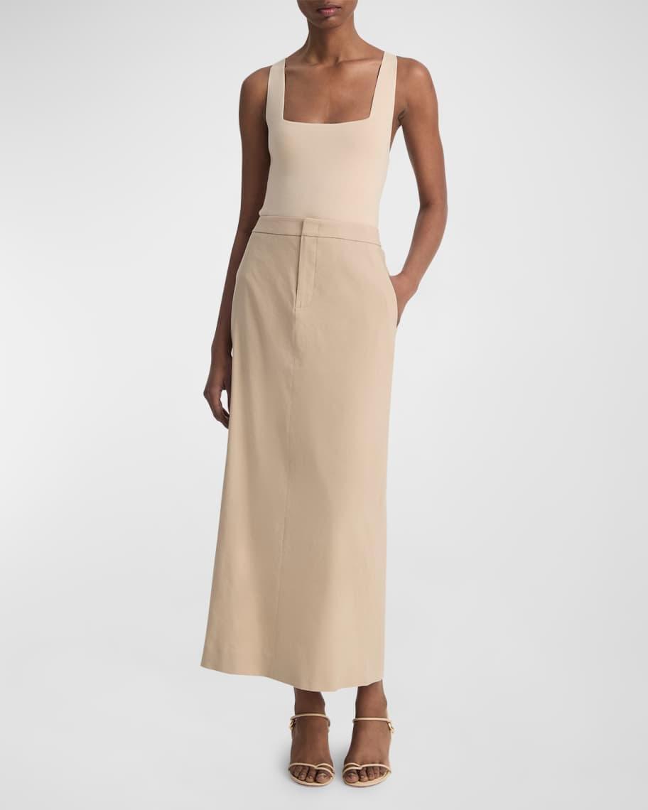 Mid-Rise Linen-Blend Maxi Skirt Product Image