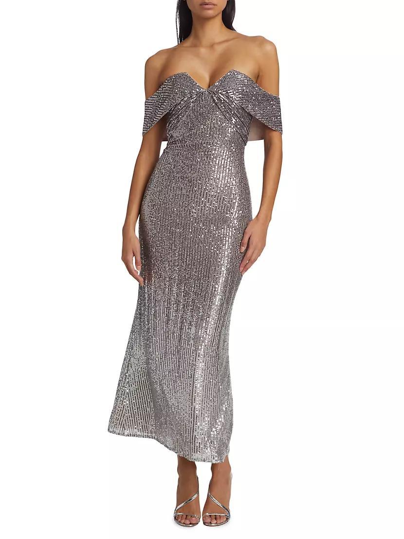 Sequined Ombré Off-The-Shoulder Gown Product Image