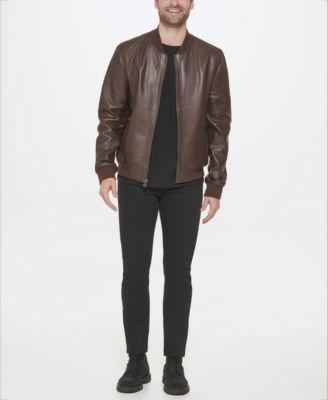 Mens Bonded Leather Varsity Jacket Product Image