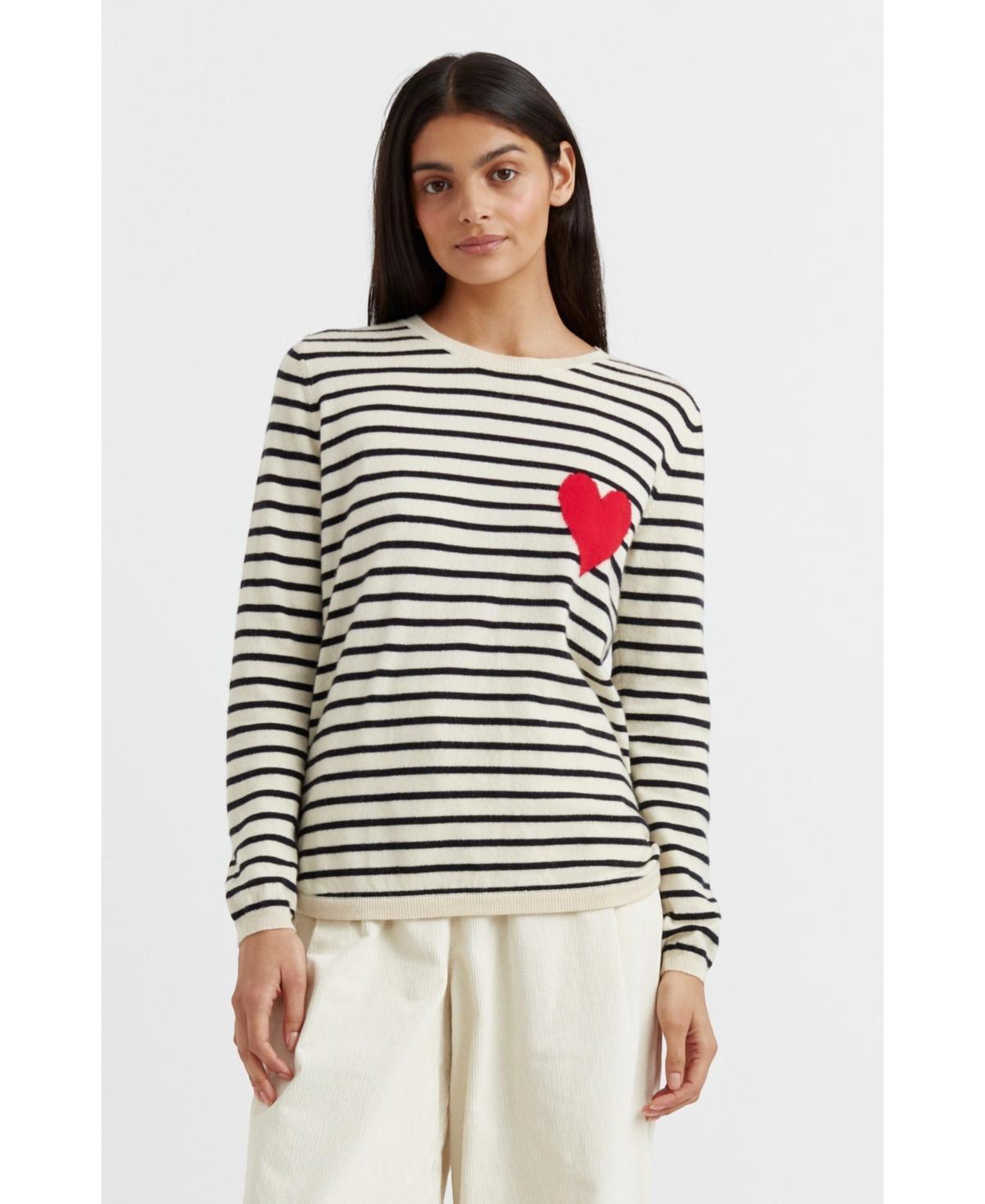 Chinti and Parker Womens Chinti & Parker Breton Heart Wool & Cashmere Sweater product image