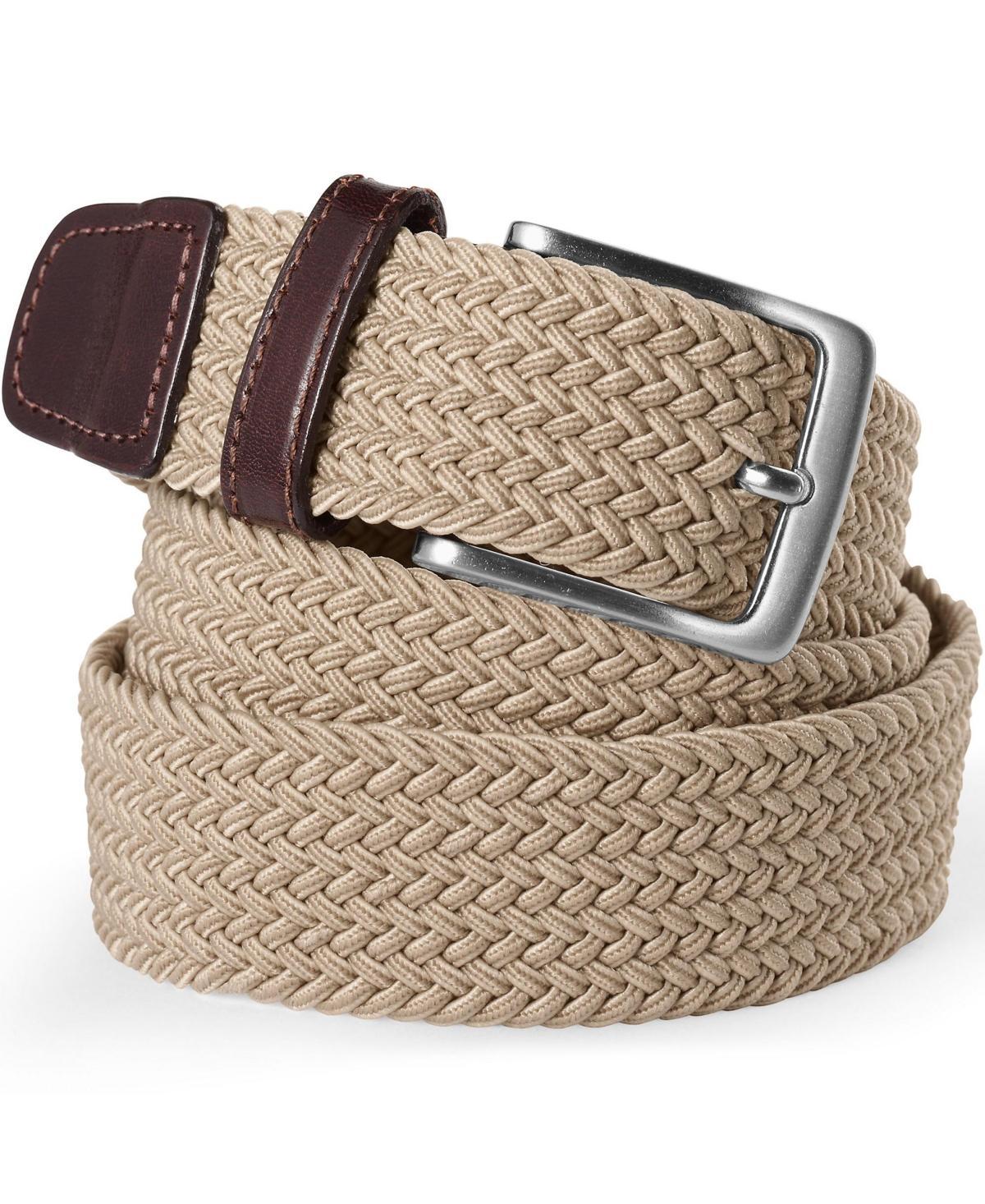 Mens Lands End Elastic Braid Leather Trim Belt Product Image