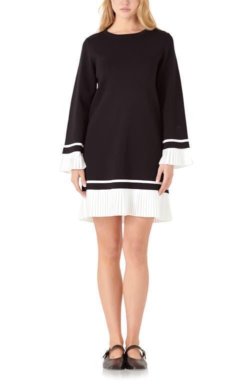 English Factory Mixed Media Long Sleeve Minidress Product Image