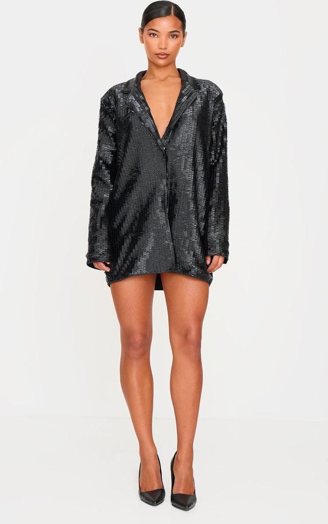 Black Diamante Blazer Dress Product Image