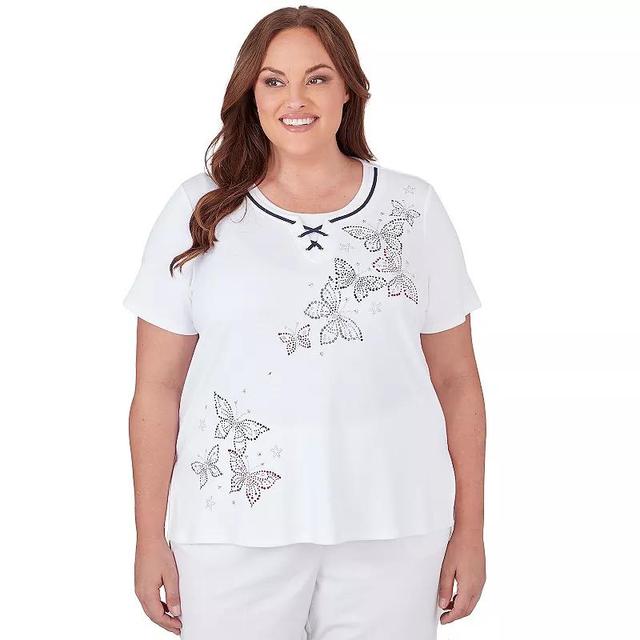 Plus Size Alfred Dunner Butterfly Patterned Short Sleeve Top, Womens Product Image